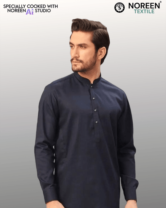 GLORIOUS COTTON - SILVER FINISH - NAVY BLUE - Noreen Textile