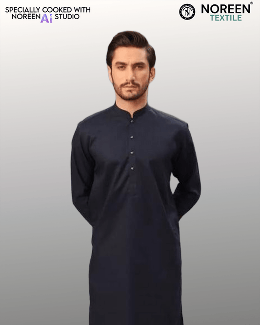 GLORIOUS COTTON - SILVER FINISH - NAVY BLUE - Noreen Textile